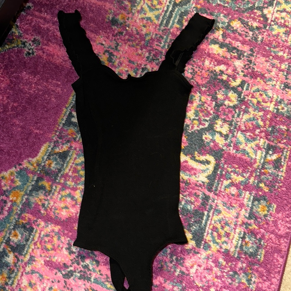 black ruffle bodysuit